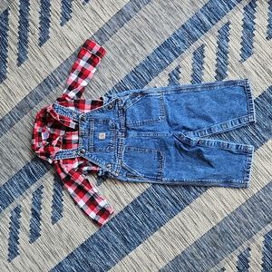 Carhartt 18M 2-piece overalls with flannel onesie